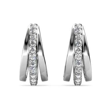 Aurielle Hoop Earrings - Anting Crystal by Her Jewellery - White Gold