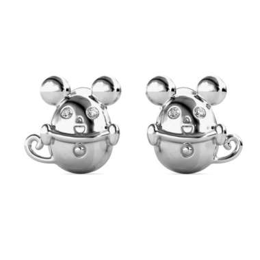 Mice in the Cup Earrings - Anting Crystal by Her Jewellery - White Gold