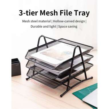 Rak dokumen 3 susun Rak file Rak kertas DELI Letter tray File tray besi
