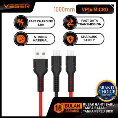 Veger VP-14 Fast Data Cable Kabel Data Fast Charging For Android iOS Micro USB