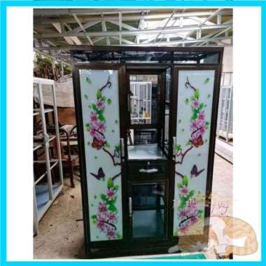 Lemari Pakaian Cermin Kaca - Cermin Rias Motif Bunga Bahan Alumunium