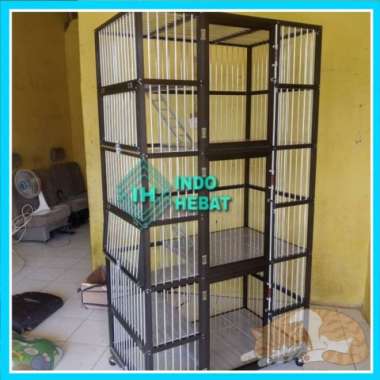 Kandang Kucing Pintu 6 Kamar 3 Lantai 3 Bahan Aluminium