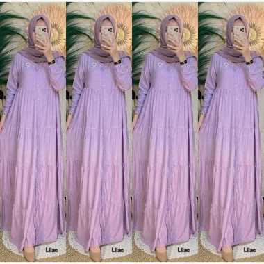 Gamis Susun Lomotif Polos Rayon Premium Dress Wanita Lengan Panjang Longdress Plain Bigsize LD 110 c