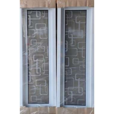 jendela aluminium kusen warna putih jungkit kaca motif premium 50x150