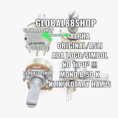 VARIABLE TRIMPOT POTENSIO MONO B50K B 50K MONO PLUS KLIK ROTARY HALUS ALPHA ORIGINAL ASLI
