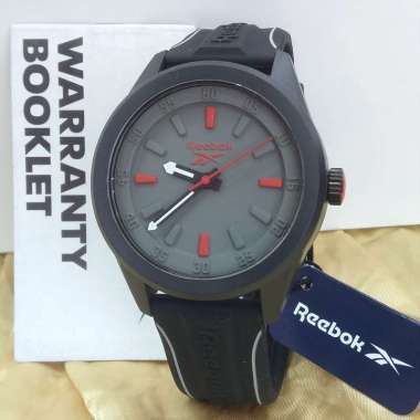 Reebok Spindrop RVSPE Rubber Strap Original Jam Tangan Pria Black Grey