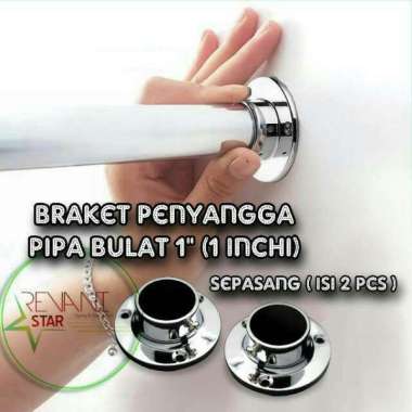 (2pcs) Sepasang Braket pipa bulat 1" inchi braket shock pipa gantungan pipa tembok penyangga pipa bu