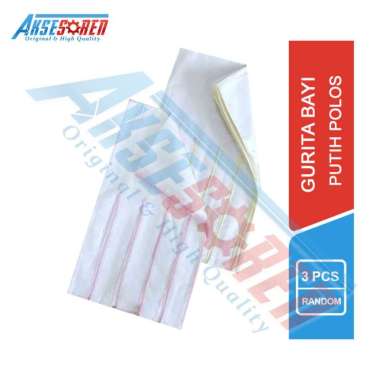 Gurita Bayi Ikat Tali / Perlengkapan Bayi / Gurita Halus Putih Polos 3 Pcs Putih Polos