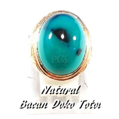 CINCIN BATU AKIK NATURAL BACAN DOKO TOTOL KRISTAL HIJAU KEBIRUAN TEMBUS KINCLONG HABIS TERMURAH