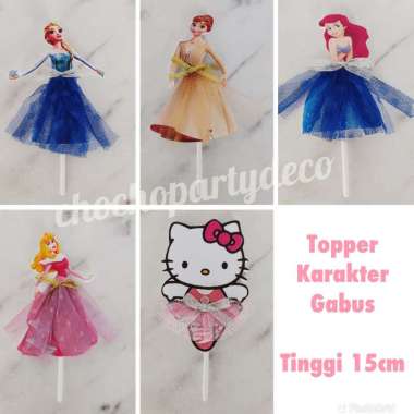 (1pc) Topper kue karakter styrofoam - topper frozen elsa anna hellokitty ariel aurora Anna