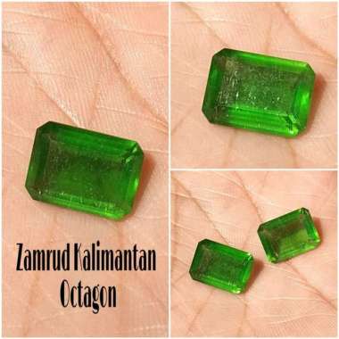 BATU PERMATA NATURAL ZAMRUD KALIMANTAN CUTING OCTAGON