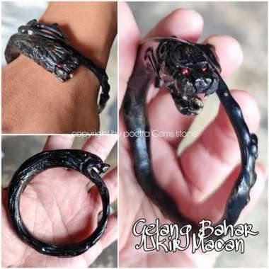 Gelang Akar Bahar Hitam Ukir Macan Termurah