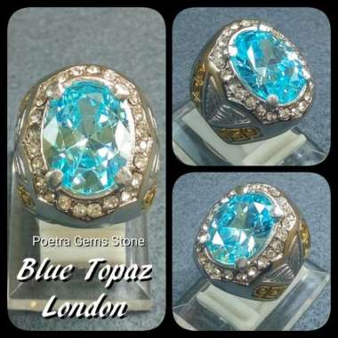 CINCIN PERMATA MEWAH BLUE TOPAZ LONDON RING 8