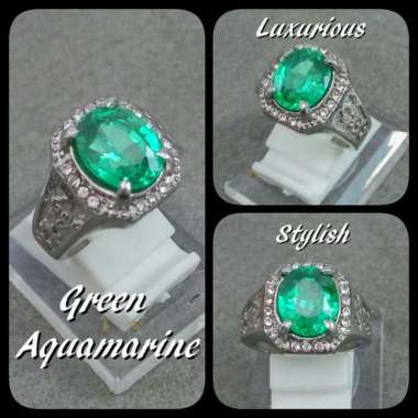 CINCIN PERMATA GREEN AQUAMARINE RING 10