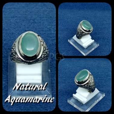 CINCIN BATU AKIK PERMATA NATURAL AQUAMARINE HIGH QUALITY PREMIUM KANTORAN RING 8