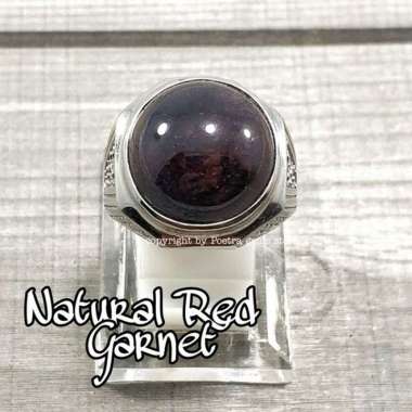 CINCIN BATU AKIK NATURAL RED GARNET TITANIUM MINIMALIS RING 10