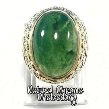 NATURAL BATU AKIK CHROME CHALCEDONY IJO BOTOL LUMUT OHEN HQ RING 8