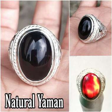 CINCIN BATU AKIK NATURAL YAMAN WULUNG MERAH KRISTAL RING 7