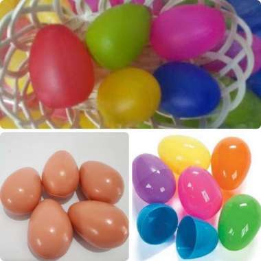 TELUR TELOR PLASTIK MAINAN PASKAH WARNA WARNI Reguler Natural