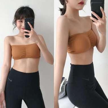 CC SLB003 Seamless Bra / Crop Top Model kemben / Seamless Bra Model Kemben Berbusa  Tanpa Tali Khaki