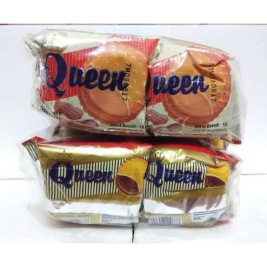 Queen Interbis Biskuit Rasa Kacang / Coklat Isi 10 bungkus Coklat