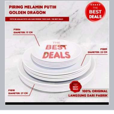 Piring Bulan Premium Melamin Golden Dragon 8" Piring Hitam Jepang Cafe Resto Piring Putih Saji Sayur