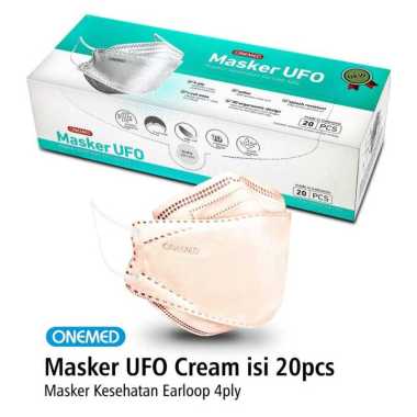MASKER ONEMED MEDIS KF94 UFO 4PLY EARLOOP CREAM