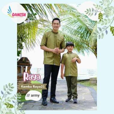 KOKO COUPLE ANAK & AYAH BAJU MUSLIM SET CELANA TERBARU ARMY - L