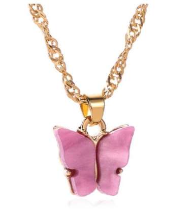 ONE-K76 Kalung Kupu Kupu Butterfly Kalung Rantai Akrilik Kupu Kupu Korean Fashion Kalung Rantai Wani