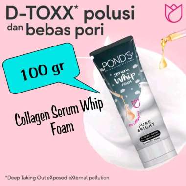 Ponds Pure Bright Serum Whip Foam Sabun Cuci Muka dengan 10X Collagen 100gr