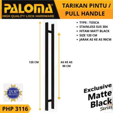 PALOMA PHP 3116 GAGANG TARIKAN PULL HANDLE 120 CM TOSCA HITAM BLACK