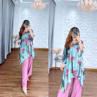 Oneset Tsamira by DST Collection Original | Fashion Set Celana Panjang Wanita Muslim Lebaran MOTIF 1