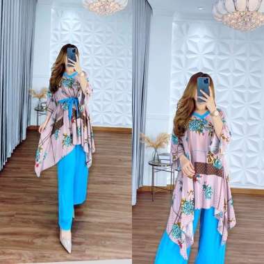 Oneset Tsamira by DST Collection Original | Fashion Set Celana Panjang Wanita Muslim Lebaran MOTIF 1