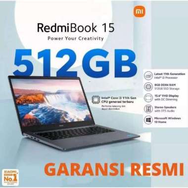Laptop Xiaomi Redmi Book 15 512GB Core i3 Garansi Xiaomi Indonesia