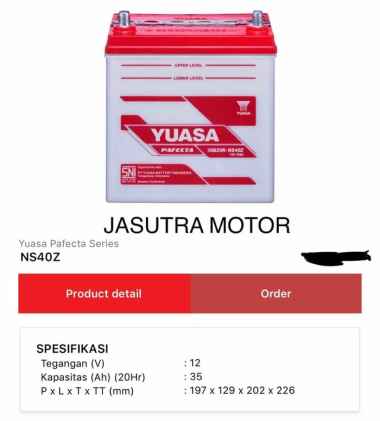 Yuasa  NS40Z 36B20R Aki Mobil [12V/ 35AH] -01494