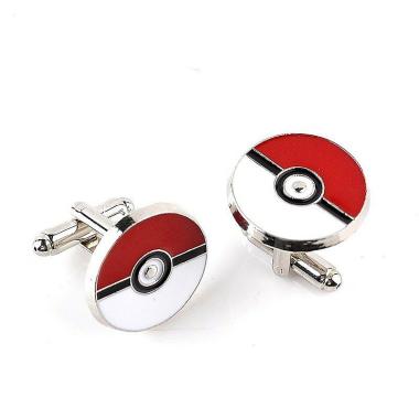 Houseofcuff Pokemon Ball Cufflinks Manset Kancing Kemeja - Merah Putih merah putih