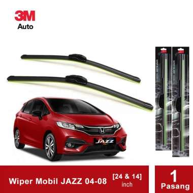 3M Wiper Frameless Mobil Jazz 2004-2008 - 24 dan 14 inch Hitam