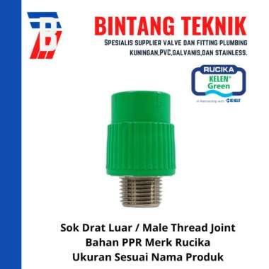 Sok Drat Luar PPR Pipa 3/4" inch (25 mm) x Drat 3/4" inch Rucika PPR