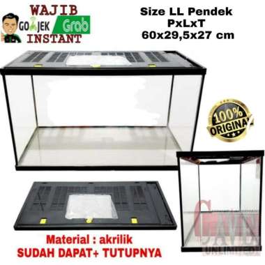Terrarium gex 60 cm nikita LL pendek ceper kandang reptile + tutup