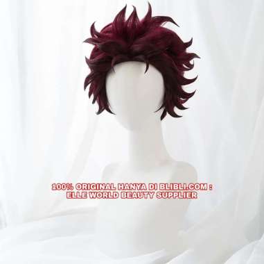 RAMBUT PALSU WIG COWO COWOK PRIA PENDEK LURUS COKLAT MERAH WIG KAMADO TANJIRO KAMADO TANJIROU KAMADO