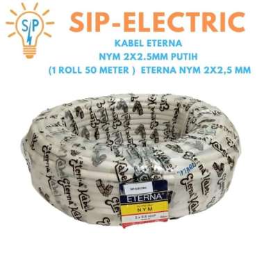 KABEL ETERNA NYM 2X2.5MM PUTIH (1 ROLL 50 METER ) / ETERNA NYM 2X2,5