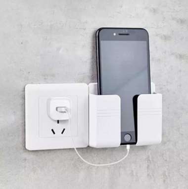 Rak Holder Charger Cas HP Tempel Tembok Dinding Rak Remote TV AC Multifungsi Hitam