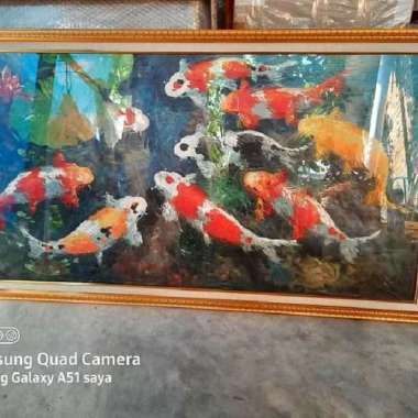 lukisan dinding abstrak ikan asli kanvas