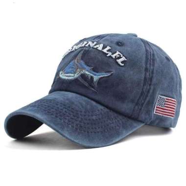 Topi Baseball Cap Snapback Model Shark Original Biru Navy