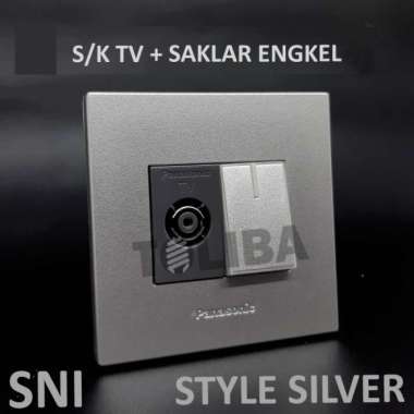 Stop Kontak Tv + Saklar Engkel /Stopkontak Antena Silver Panasonic Sni Original 100% (Kode 4853)) Mu