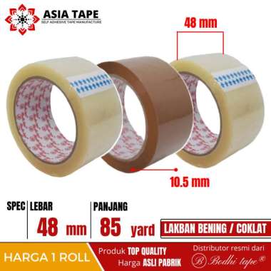 LAKBAN BENING COKLAT MERK BODHI TAPE 48MM X 85YARD PER-ROLL COKLAT