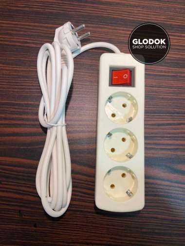 Stop kontak + kabel 3 Lubang kabel Saklar BRIGHT-G 3 meter