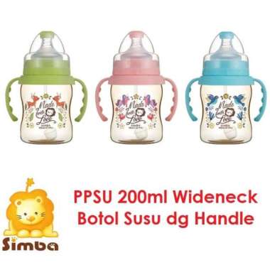 Simba PPSU Wide Neck Bottle 200ml Dorothy + Auto Straw &amp; Handle Blue 61871