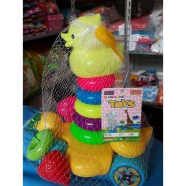ring donat bebek 5 susun ada roda jalan mainan ring donat mini roda hellokitty