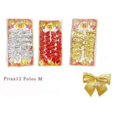 Hiasan Natal Pita Polos Sedang Isi 12pcs - Hiasan Natal - Dekorasi